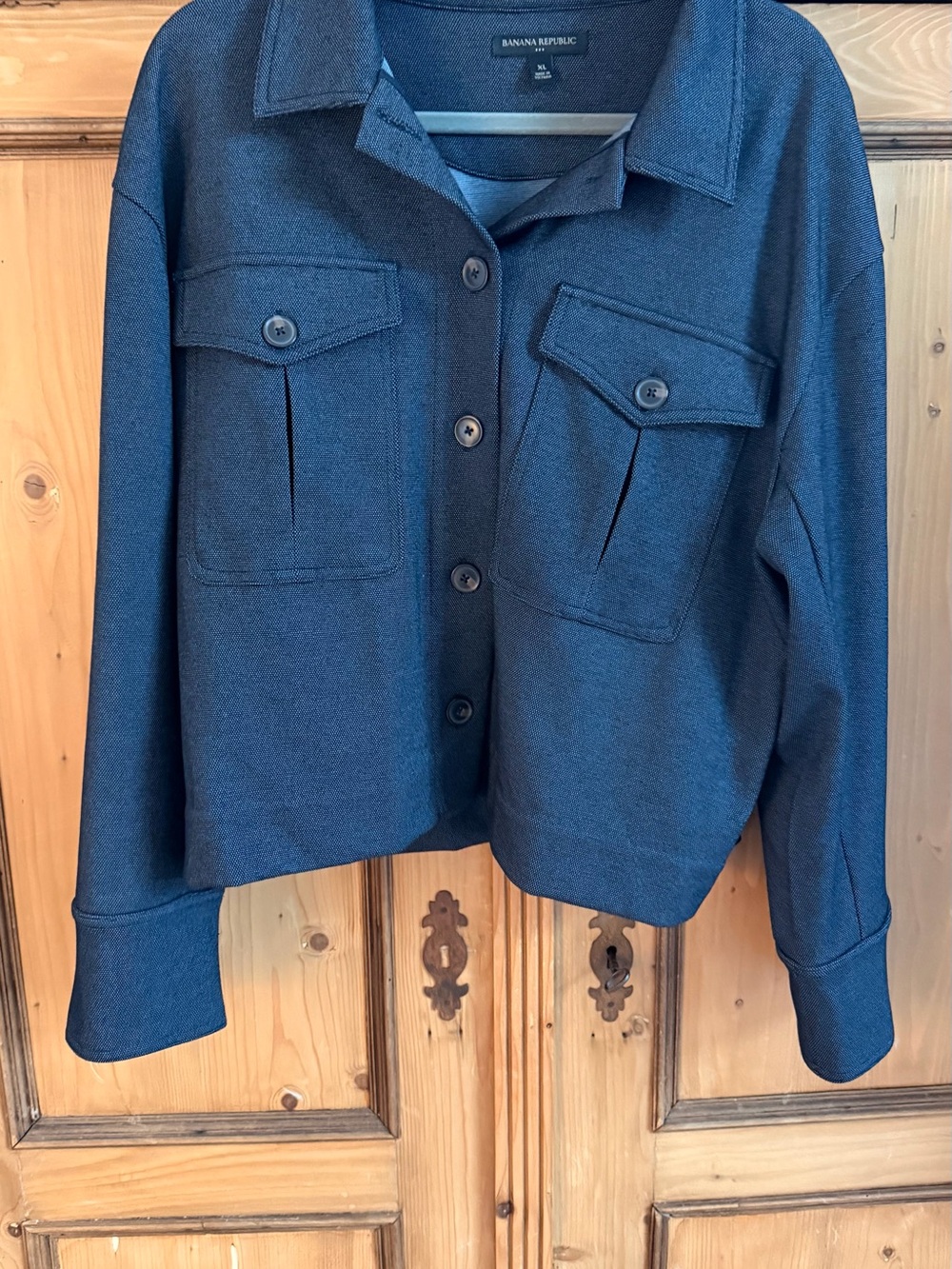 NWOT Banana Republic Factory Navy Button-Front Cropped Jacket